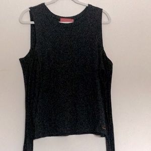Philanthropy Black L/S sexy open shoulder 100% cotton sweater in size S.